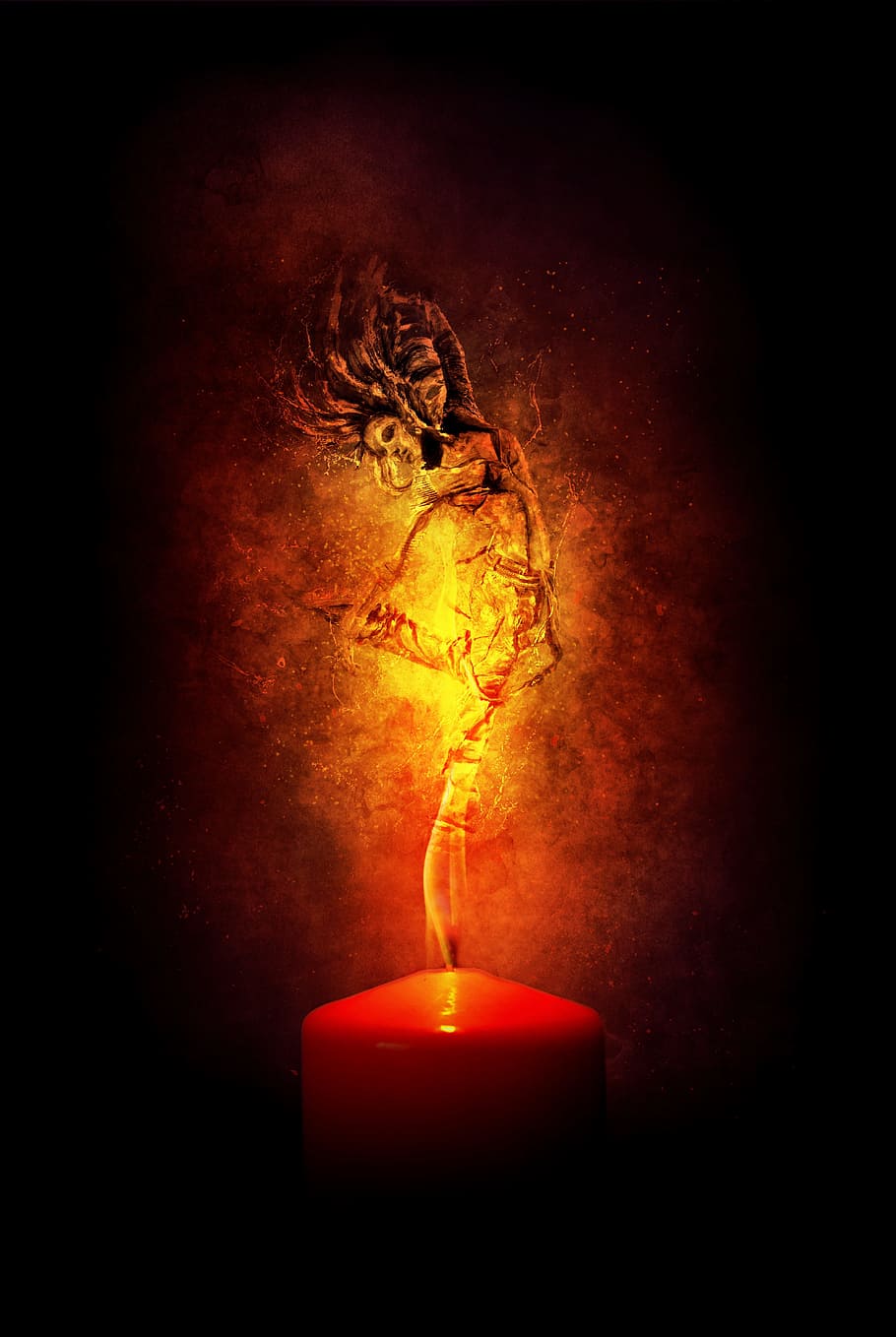 dancing woman wallpaper, flames, fire, woman, inflamed, light, candle, fantasy, magic, ignite