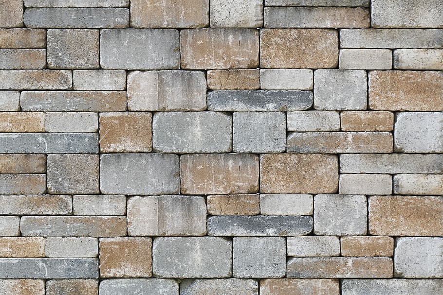 gris, marrón, ladrillos, pared, paneles de yeso, muro de piedra, ladrillo, piedras compuestas, muro de jardín, recinto