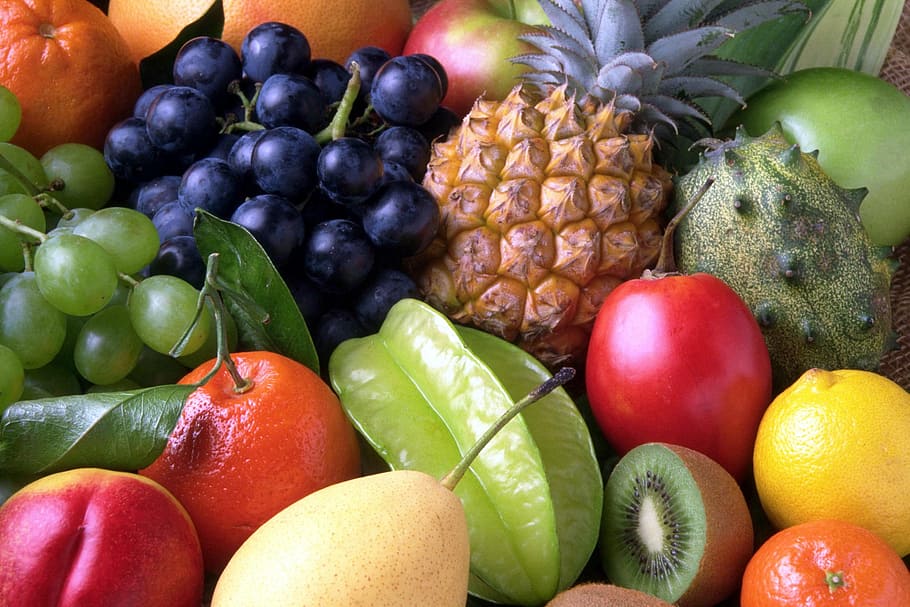 lote de frutas, frutas, dulces, exóticas, piña, alimentos, frescura, naranja - Fruta, cítricos, plátano