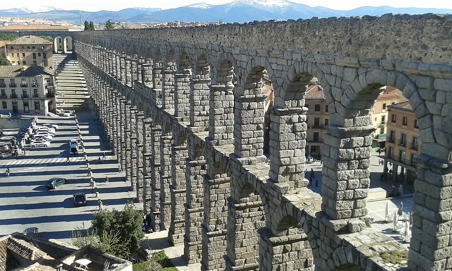 Segovia, Spanyol, Saluran air, Romawi, Sejarah, roma, monumen, pariwisata, kota, konstruksi