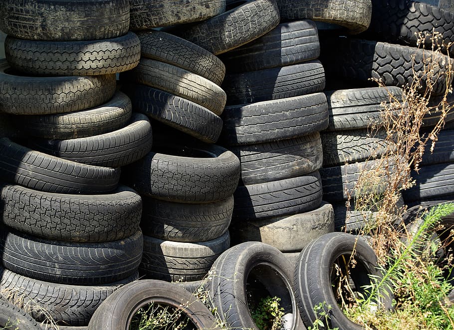 vehicle tire lot, tires, waste disposal, recycling, stack, wheel, tire, rubber, large group of objects, abundance