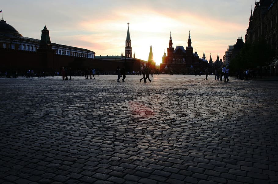 Red Square, Sunset, Paving, Reflective, vast, expansive, plaza, historic, late afternoon, state history museum