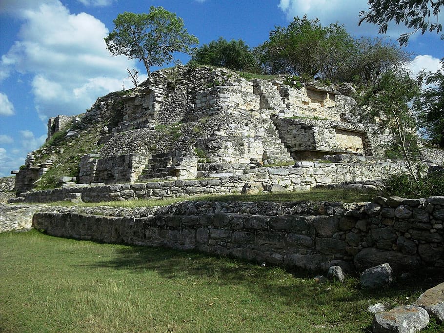Aké, Yucatán, México, Ruínas, Edifício, velho, antiga, cultura, restos, estrutura