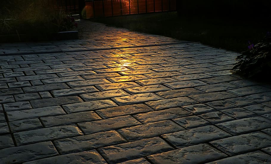 pavement, cobblestone, brick, old, darkness, stone, footpath, the way forward, street, direction