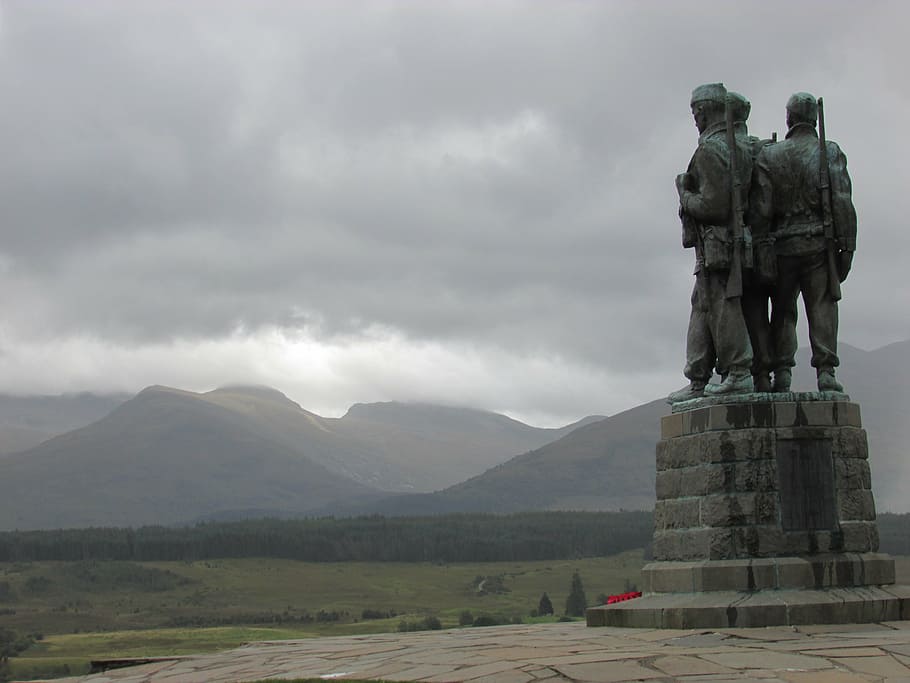 scotland, war memorial, spean bridge, memorial, commando, fort william, human representation, statue, art and craft, representation