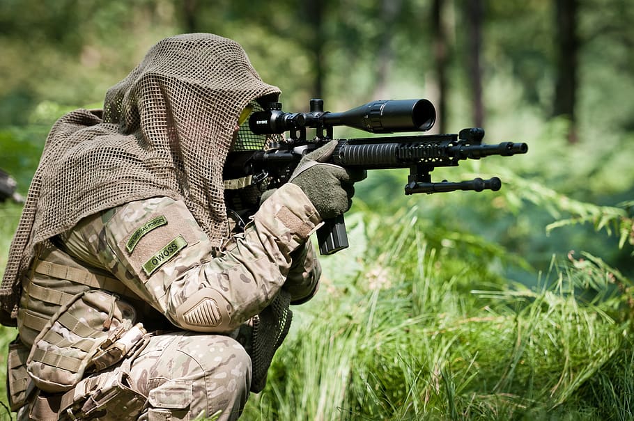 soldier, the war, the army, conflict, the military, rifle, gun, camouflage, forest, military