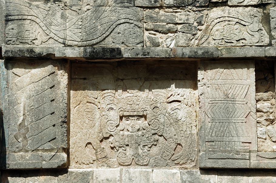 chichen itza, yucatan, maya, prajurit, dinding, dekorasi, seni pra-Kolombia, Meksiko, Arsitektur, seni dan kerajinan
