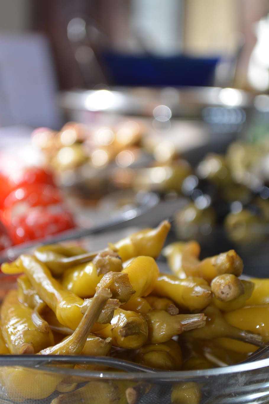 黄色 唐辛子 透明 ガラスのボウル ペパロニ 食べる 食べ物 緑 殻 前菜 Pxfuel