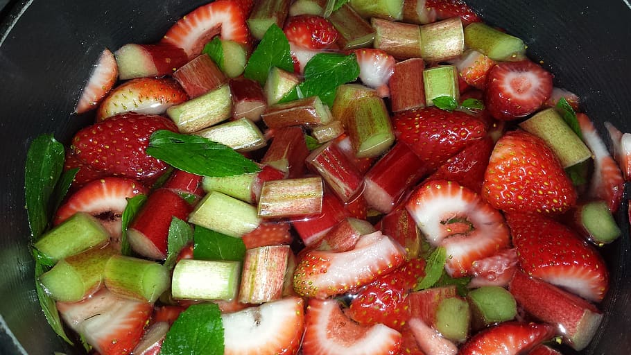 rhubarb, jam, summer, berry, homemade, fruit, food, sweet, preserving, vegetarian