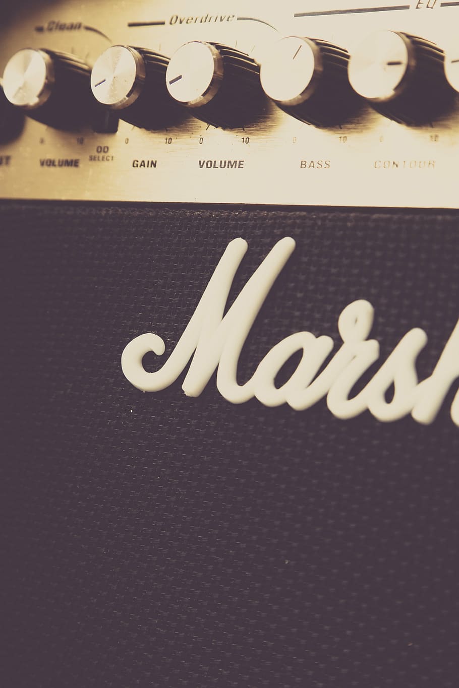 foto de close-up, branco, amplificador de guitarra marshall, amplificador, música, viver, festival, volume, áudio, acústico