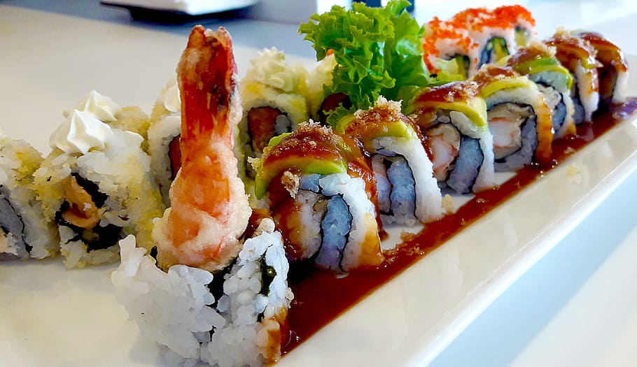 Maki, Prawns, Shrimp, Ginger, Oriental, japan, sushi, healthy, japanese, seafood