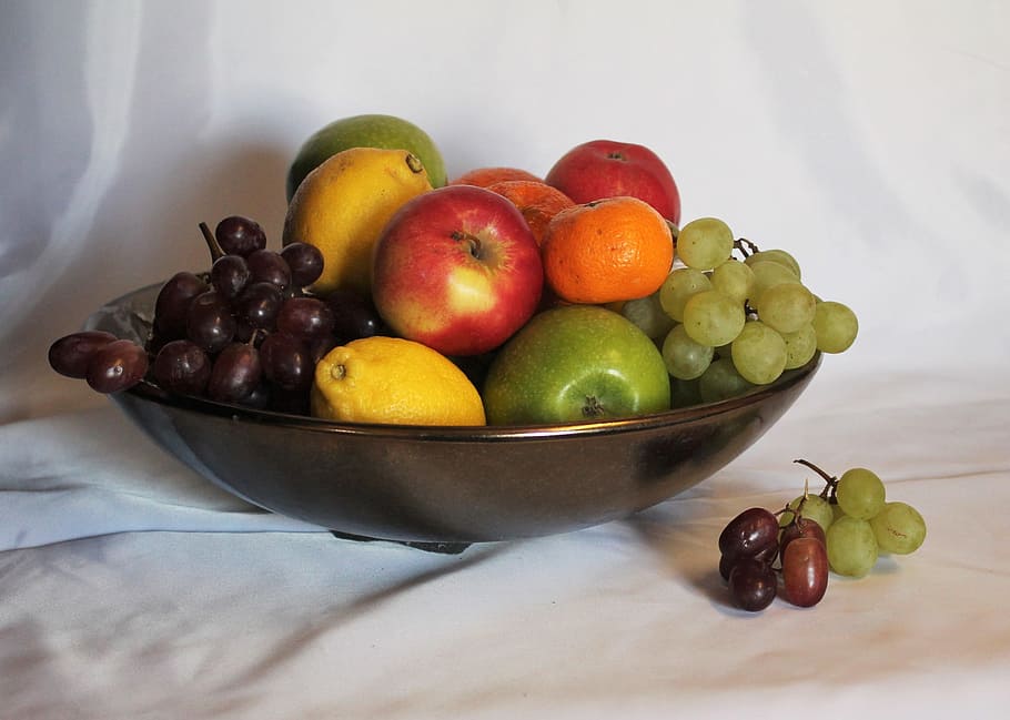 still, life, large, Fruit, Still Life, Bowl, fruit still life, large bowl of fruit, copper bowl of fruit, grape