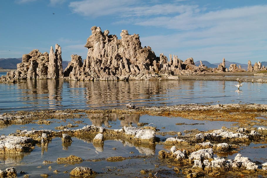rock monolith, Mono, Lake, California, Usa, Tufa, Tuff, mono, lake, california, landscape, scenery