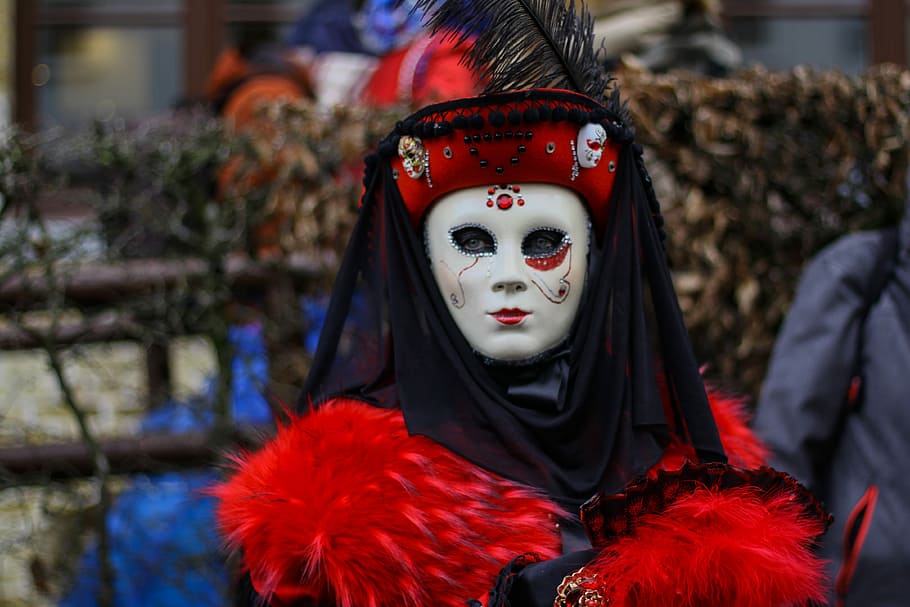 Carnival, Festival, Disguise, brugges, costume, mask, venetian costumes, venetian, head, red