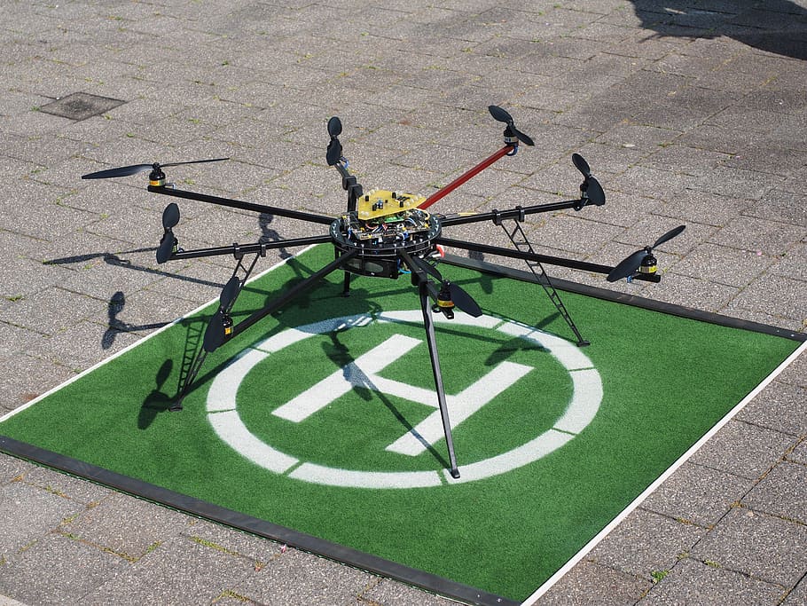 black power drone, Drone, Helicopter, Aircraft, Fly, drone, helicopter, technology, remote control, control, octocopter