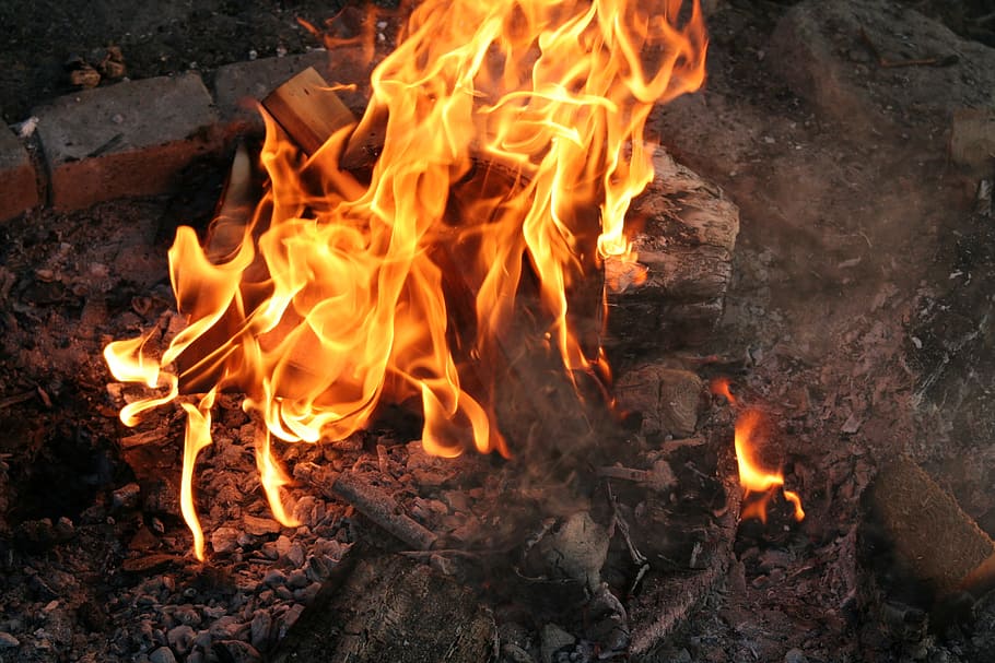 火, 屋外, 外, キャンプファイヤー, 暖炉, 火を作る, 燃やす, 炎, 熱-温度, 燃焼