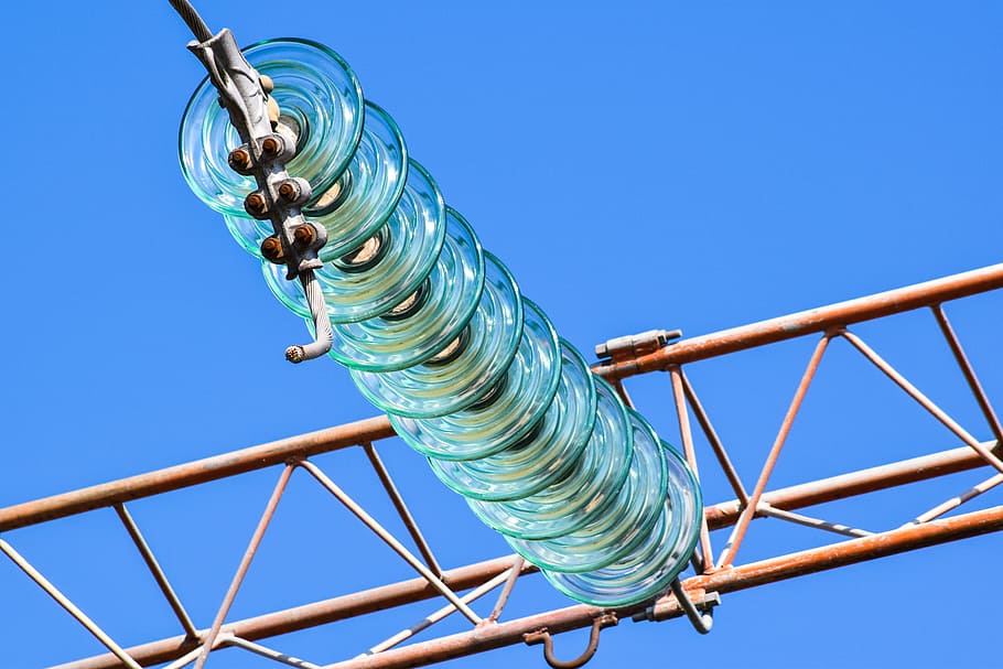 Insulators, Hv, Electricity, Power Lines, blue, rope, clear sky, sky, day, metal