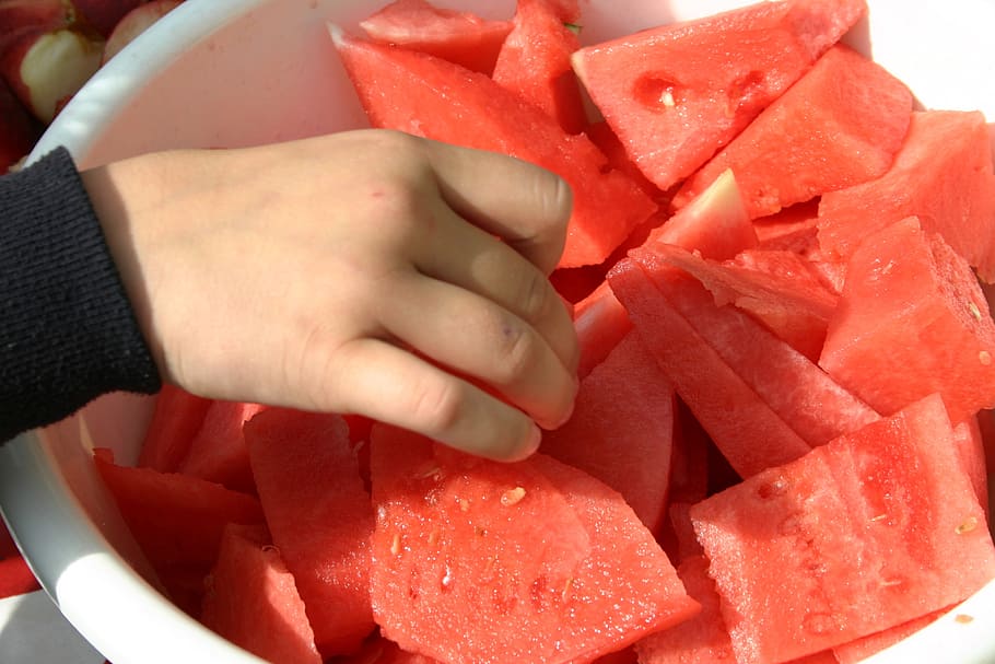 watermelon, healthy, fruit, red, ripe, sweet, food, human hand, food and drink, hand