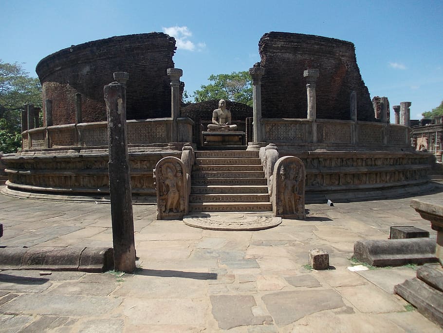 ancient, ruins, stones, stone, sri lanka, polonnaruwa, watadageya, architecture, history, the past