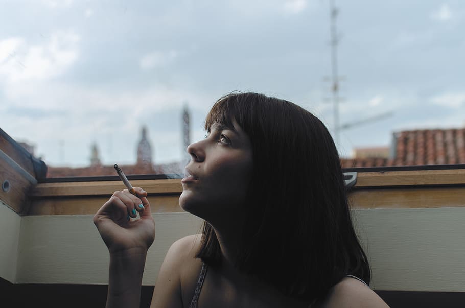 people, woman, smoke, cigarette, vice, headshot, one person, young adult, portrait, real people