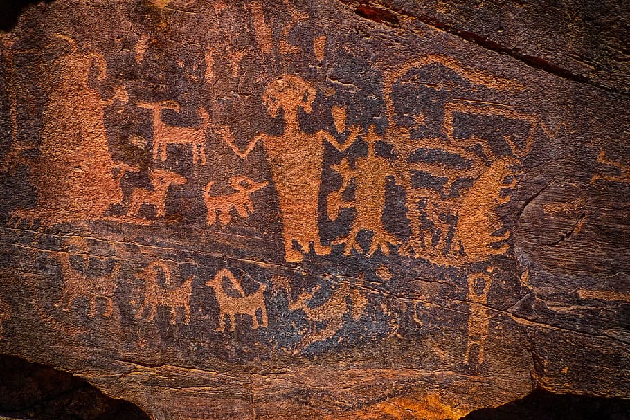Foto, talla, arte, madera, cueva, marcas, arte indio, petroglifo, nativo americano, antiguo