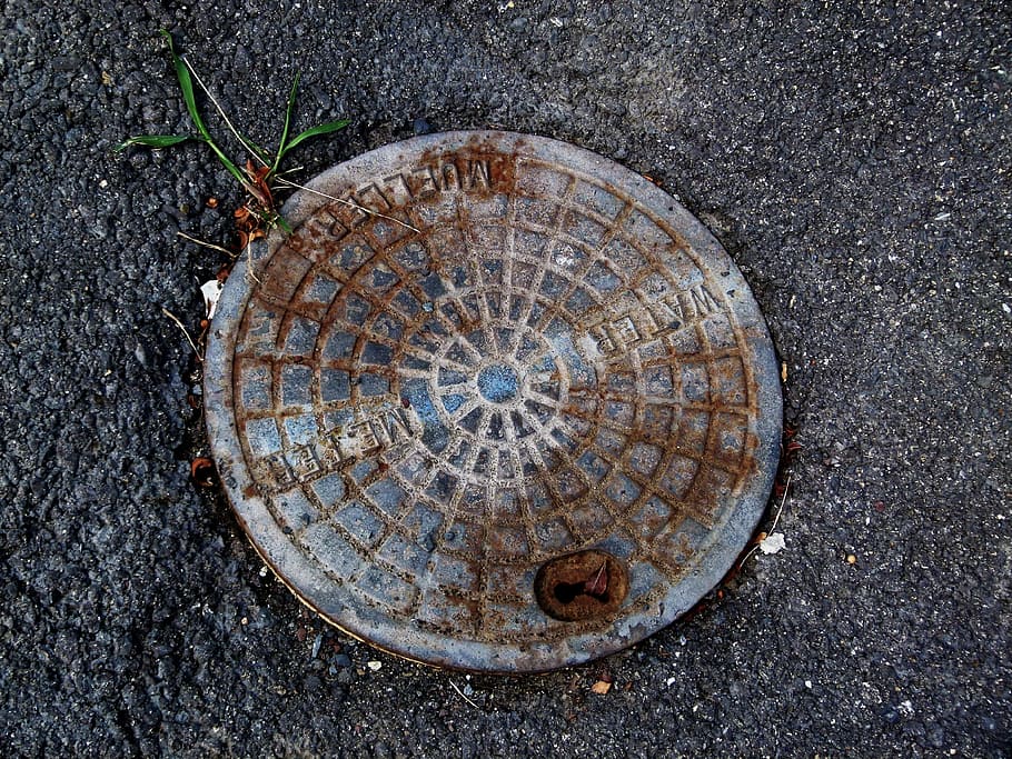 맨홀 뚜껑, 맨홀, 거리, 덮개, 금속, 하수구, 녹슨, 하수, 원, 기하학적 모양