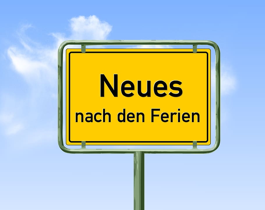 town sign, holidays, summer, vacations, germany, school, learn, yellow, new, news