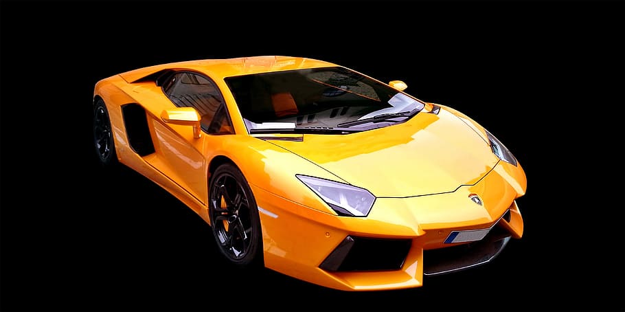 yellow, laborghini aventador supercar, lamborghini, sports car, racing car, auto, automobile, image editing, metallic, sun reflections