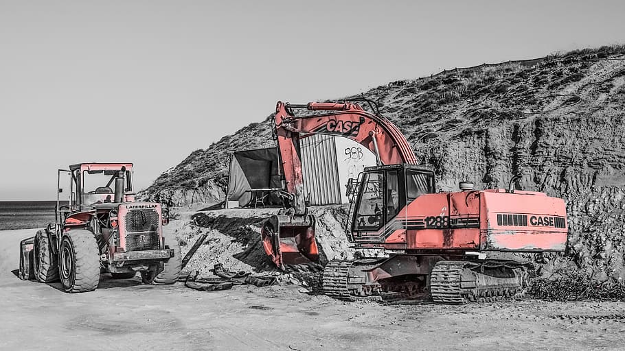 Heavy, Machines, Bulldozer, Digger, heavy machines, construction site, excavator, construction, machinery, vehicle