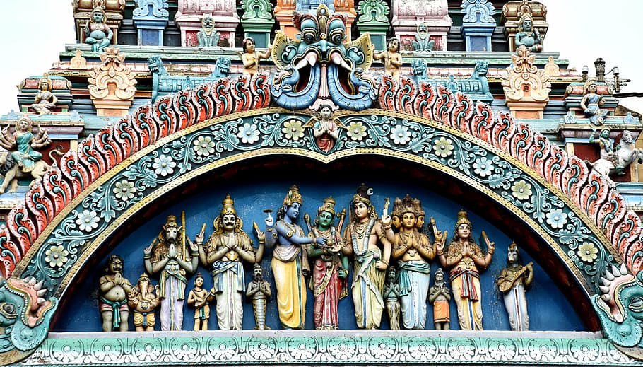 hindu deity statues, building, taken, daytime, meenakshi, sundareswarar, marriage, temple, hindu, madurai