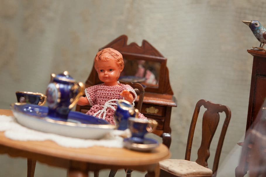child, table, chairs, toys, old, antique, play, children toys, dolls houses, doll's house