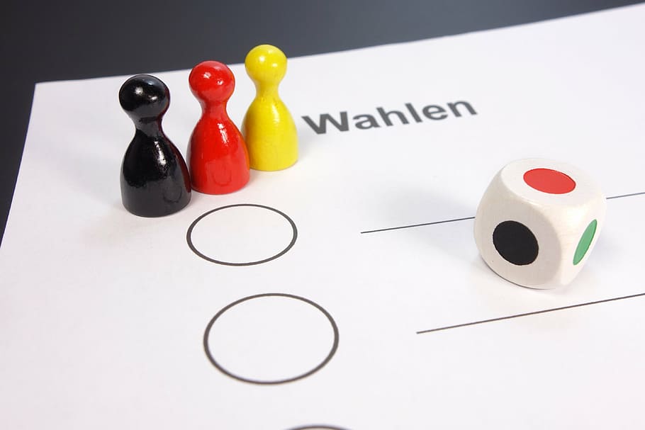 white, red, black, dice, elections, germany, flag, bundestagswahl, bundestag, choice
