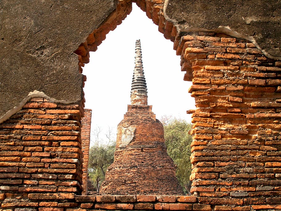 fotografia de estrutura, ayutthaya, tailândia, etnia, escultura, oriental, viagem, estátua, wat, marco