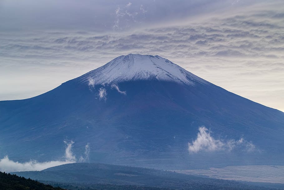 fuji, sky, mountain, dawn, clouds, volcano, nature, japan, mt Fuji, snow