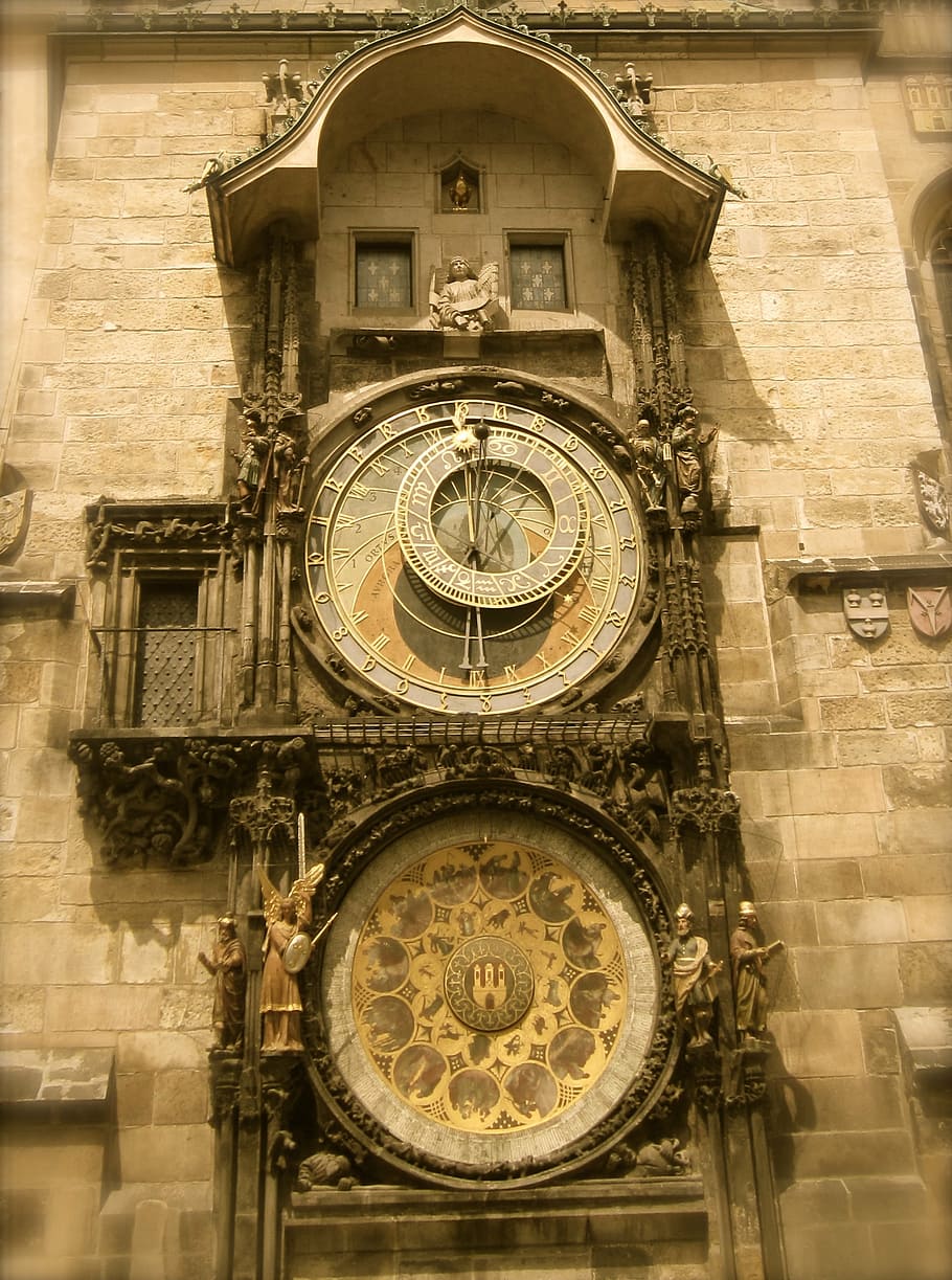 プラハ, チェコ共和国, 時計, 原子, チェコ, ヨーロッパ, 共和国, 都市, 建築, ランドマーク