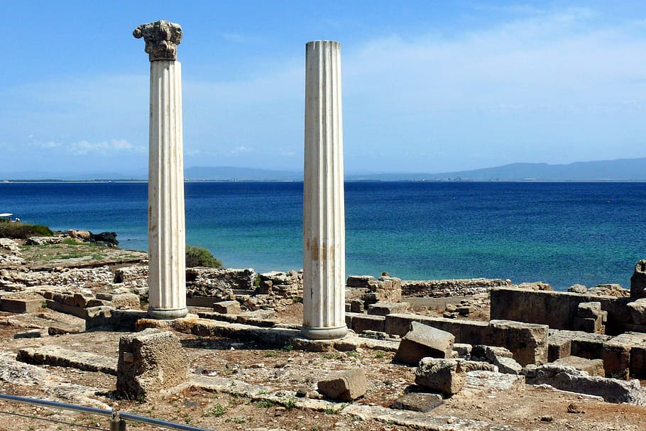 Ruinas de Tharros, Ruinas, Tharros, antigua, foto, Italia, océano, dominio público, Cerdeña, asentamiento
