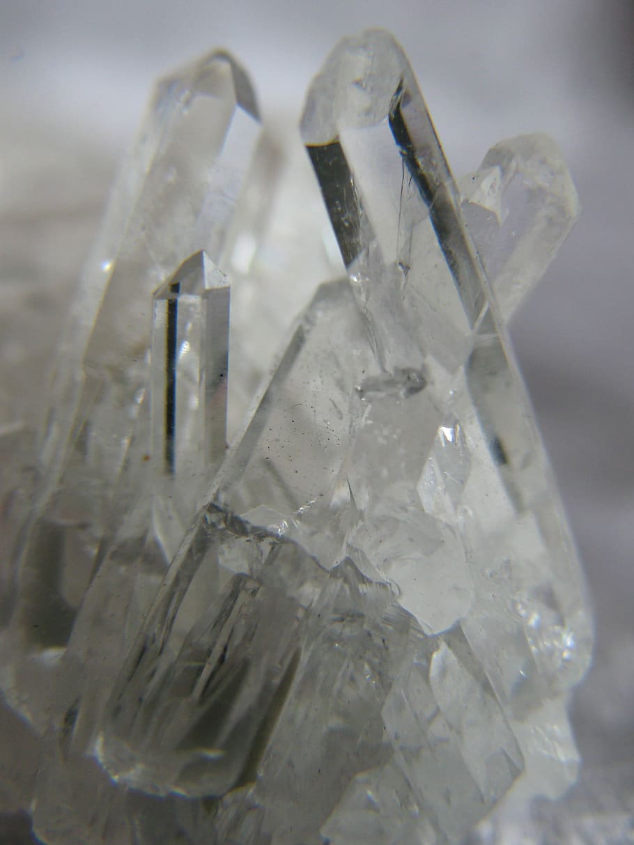 primer plano, foto, claro, piedra preciosa, cuarzo, cristales, transparente, cristal, mineral, natural