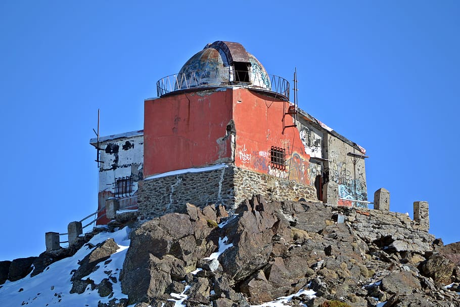 granada, sierra nevada, observatory, abandoned, snow, mountain, sierra-nevada, pico-veleta, architecture, sky
