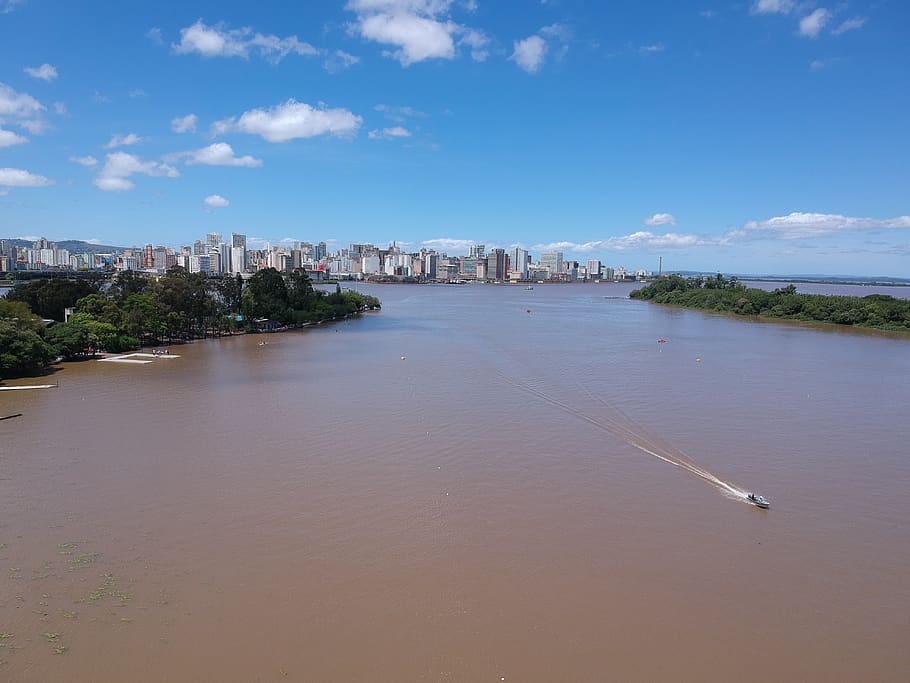aerial, porto alegre, rio, guaíba, rio grande do sul, brazil, sky, landscape, sol, nature