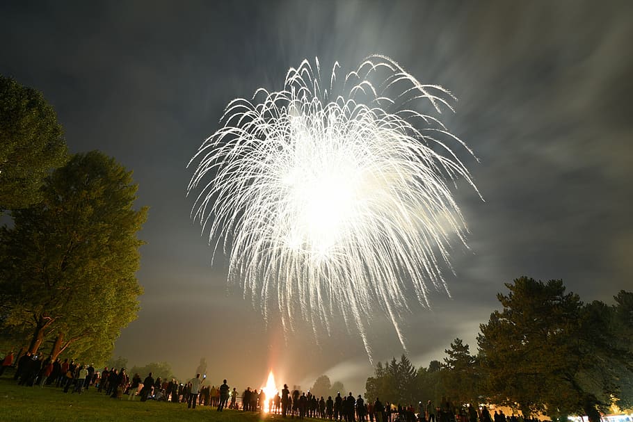Fireworks, Switzerland, 1St, basel, august, celebration, dark, exploding, explode, firework display