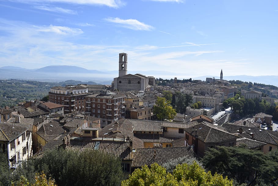 perugia, umbria, medieval village, italy, middle ages, view, romanesque architecture, history, architecture, building exterior