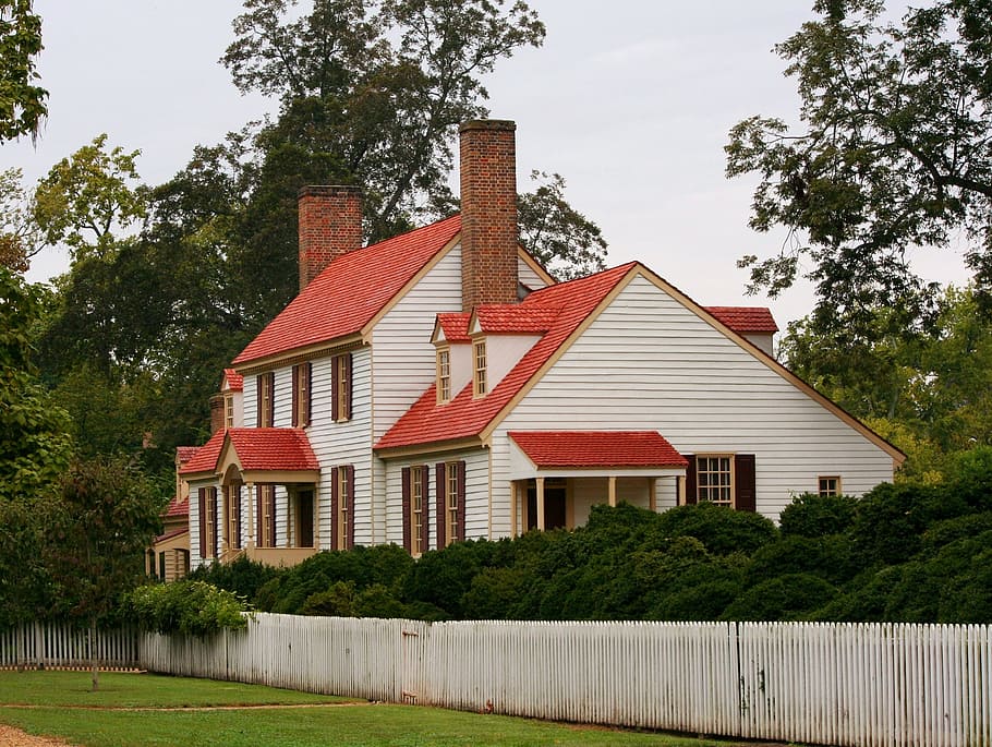 historic house, home, museum, williamsburg, 18th century, architecture, george tucker house, house, tree, plant