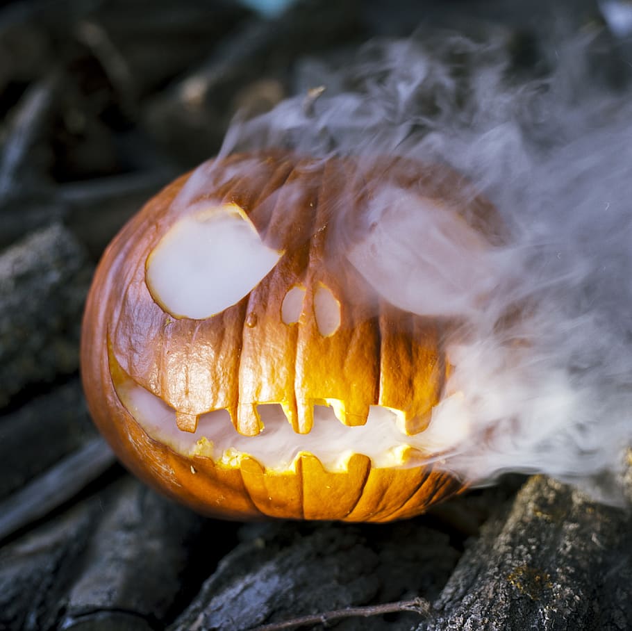 jack, 'o, lantern, smoke, halloween, spooky, jack-o-lantern, pumpkin, autumn, fall