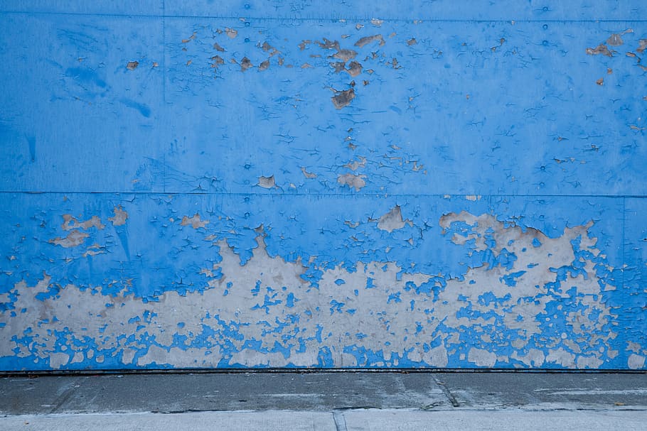 blue, painted, wall, daytime, texture, painting, old, wall - building feature, architecture, weathered