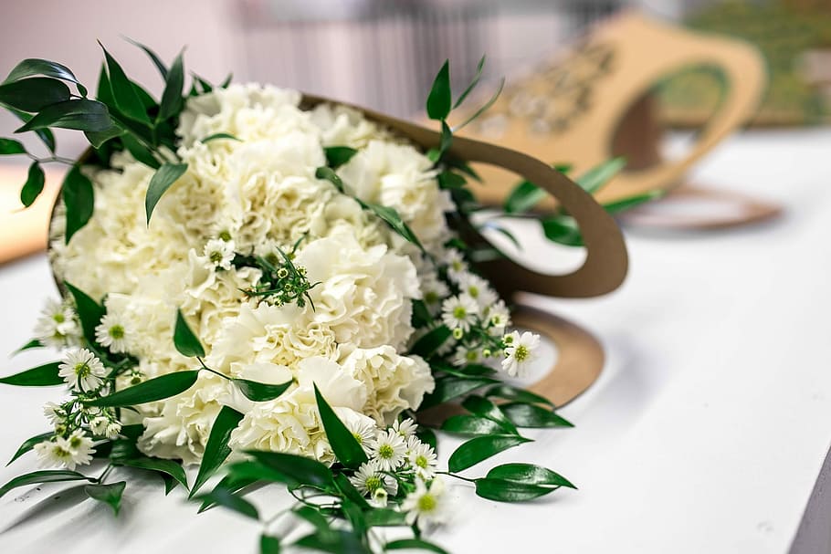 花束, 白, 花, テーブル, 美しい, フローラ, エレガント, ファンシー, かなり, 結婚式