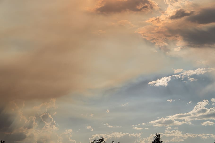 smoke, clouds, bushfire, fire, sky, grey, blue, horizon, trees, australia