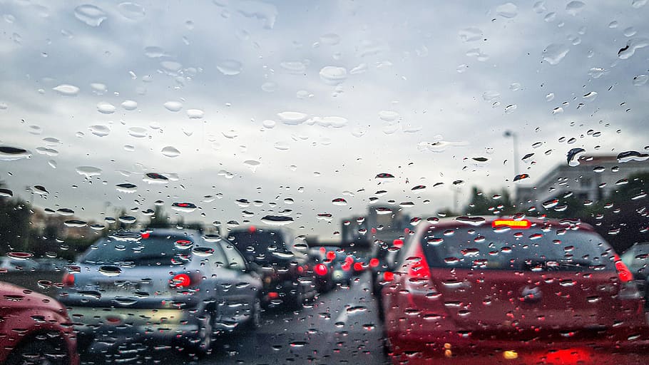 hujan, kaca, badai, mobil, memimpin, bahaya, melankolis, jendela, basah, dingin