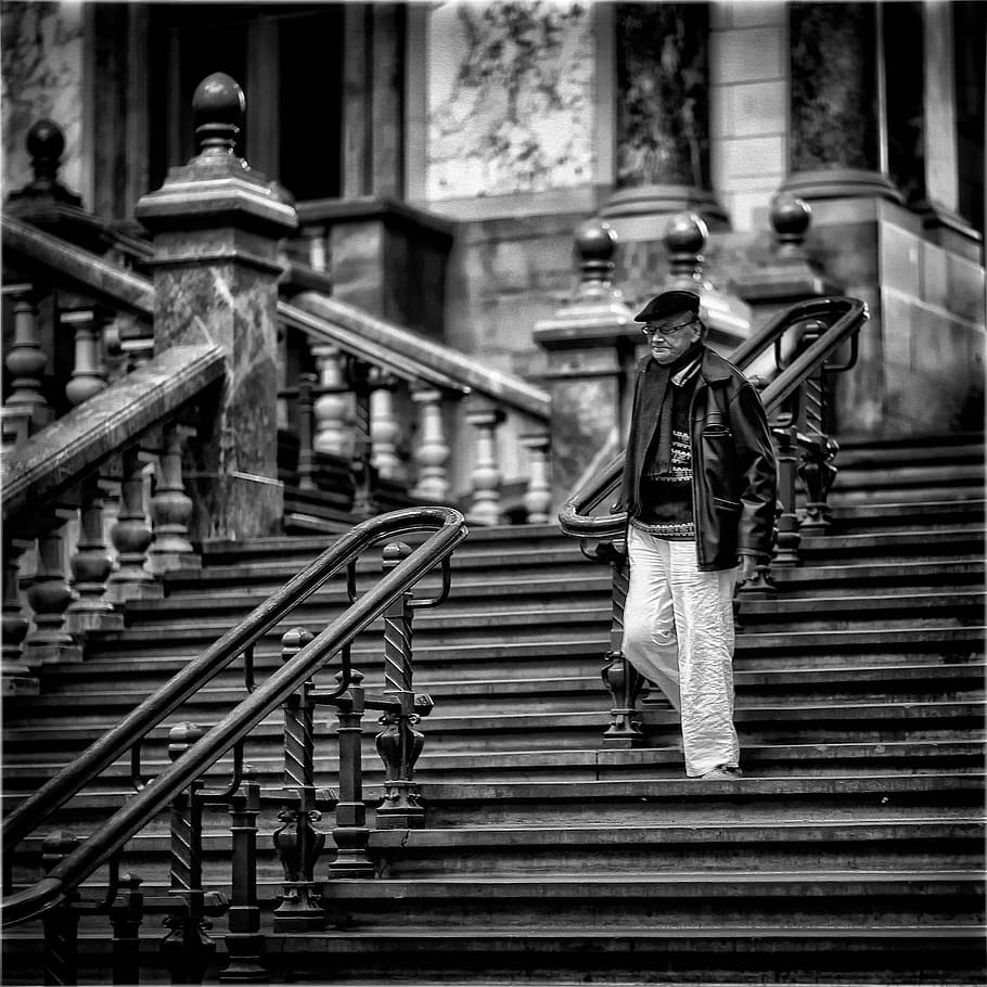 Eisenstein, escala, foto, homem, escadas, arquitetura, escada, estrutura construída, degraus e escadas, corrimão