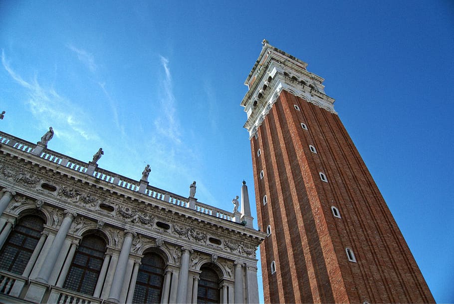 venice, campanile, marco, marks, san, tower, landmark, italy, travel, venezia