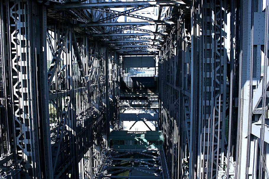 boat lift, engineering art, steel, metal, steel rivets, steel cables, technology, architecture, built structure, building